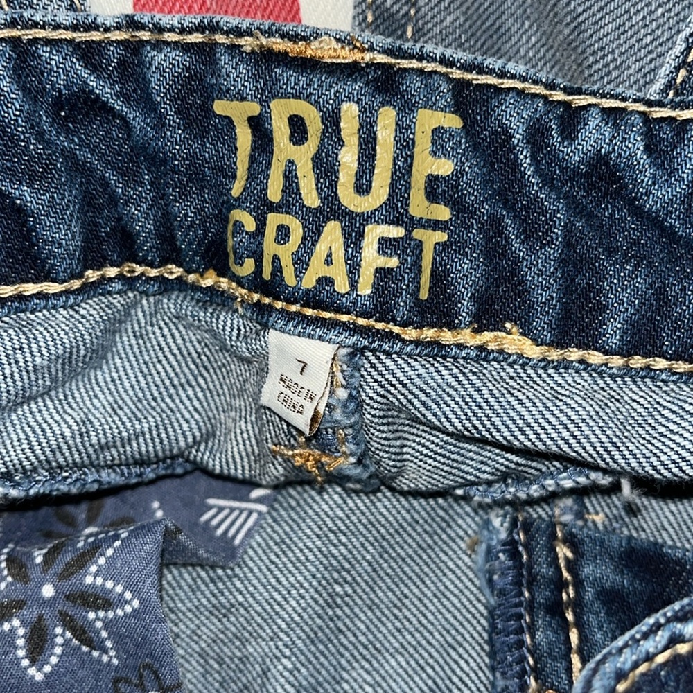 TRUE CRAFT Americana patriotic flag denim jean shorts size 7 - Picture 6 of 9
